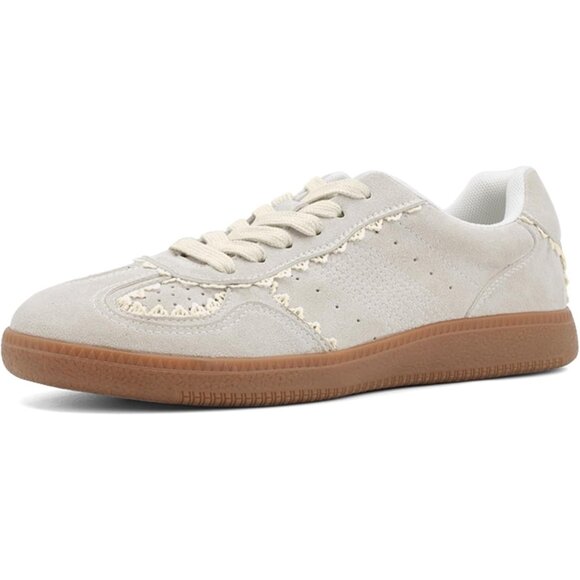 Women's Casual Crochet Lace Ribbon Ballet Trendy Cute Spring Tan Sneakers Shoes - Picture 9 of 9